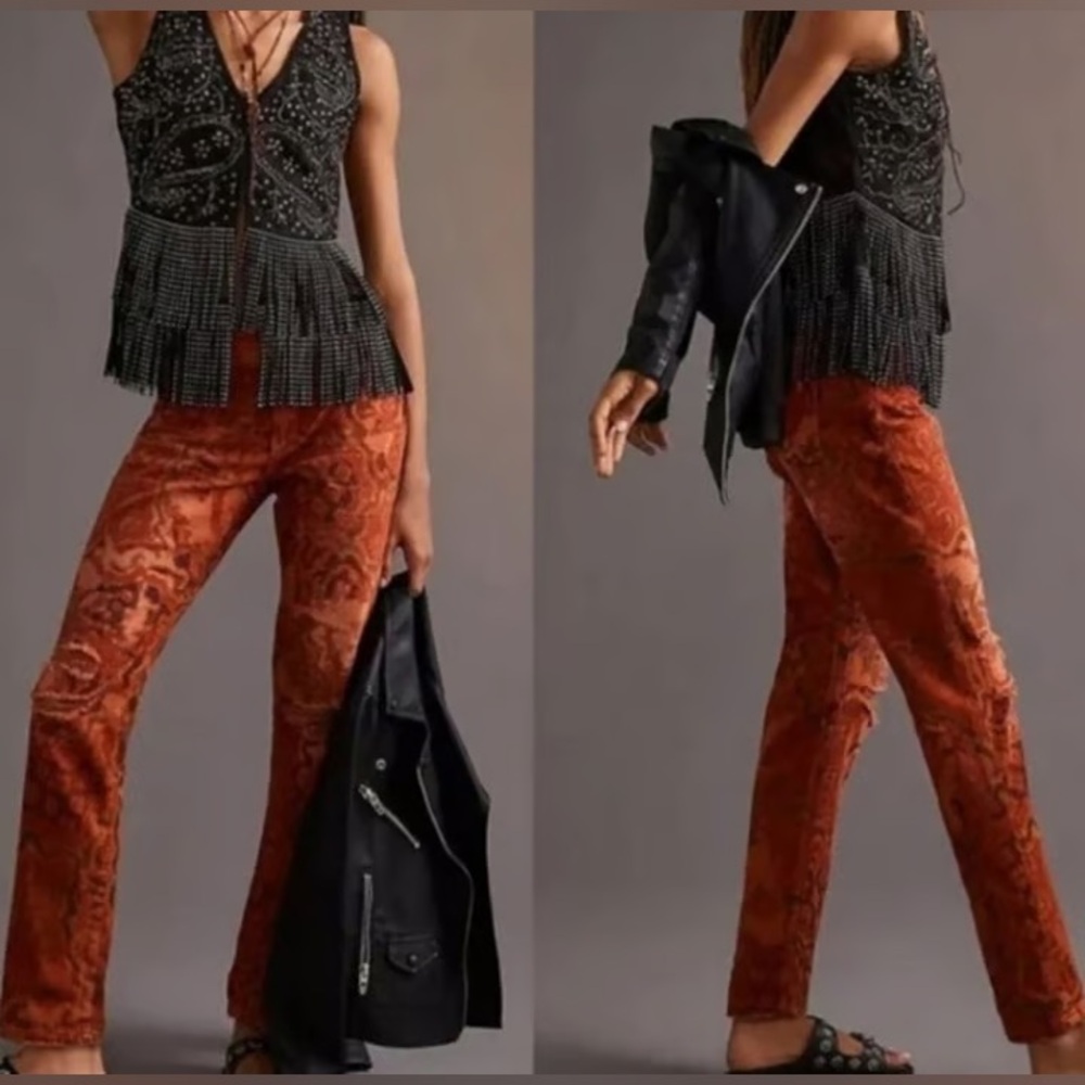 Anthropologie Orange Straight Leg Pants